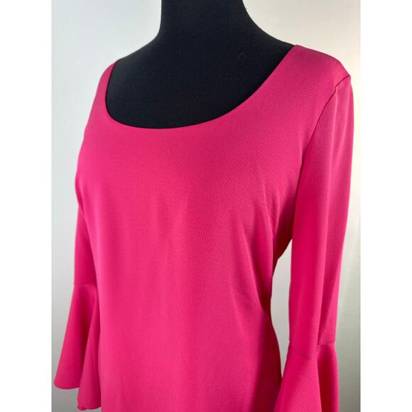 Karl Lagerfeld Paris Size 8 NWT Women's Hot Pink Knee Length Dress Bell Sleeves - Picture 4 of 13